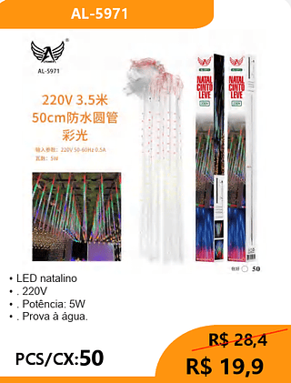 LED natalino PCS/CX:50 R$ 19,9
