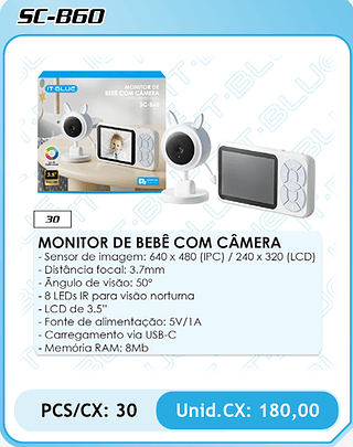 MONITOR DE BEBE COM CAMERA PCS/CX: 30 Unid.CX: 180,00