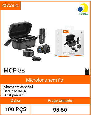 Microfone sem fio - Caixa 100 PCS Preco Unitario 58,80