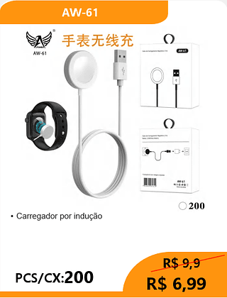 Carregador por indução PCS/CX:200 R$ 6,99