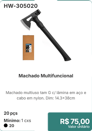 Machado Multifuncional 20 pçs R$ 75,00