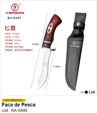 Faca de Pesca R$ 23,4 PC/CX:120