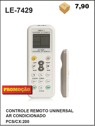 CONTROLE REMOTO UNINERSAL AR CONDICIONADO 200PÇ=7,9$