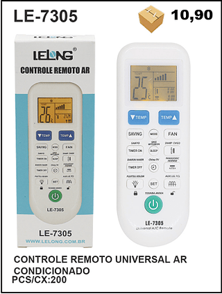 CONTROLE REMOTO UNIVERSAL AR CONDICIONADO 200PÇ=10,9$