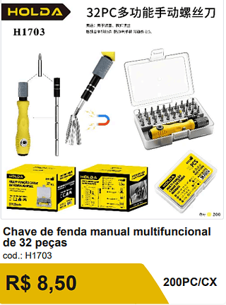 Chave de fenda manual multifuncional R$ 8,50-10%=7.65/ 200PC/CX