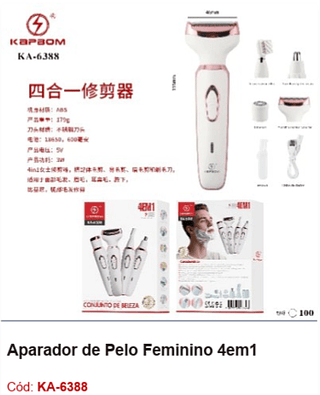 Aparador de Pelo Feminino 4em1 R$ 28,8 PCS/CX: 100