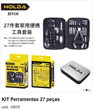 KIT Ferramentas 27 peças R$ 29,7 PC/CX:42