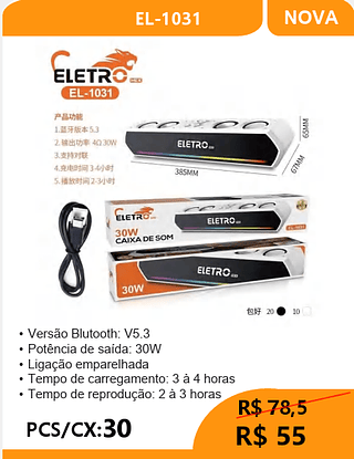CAIXA DE SOM PCS/CX: 30 R$ 55
