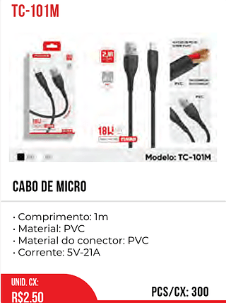 CABO DE MICRO 300pç=2,5$