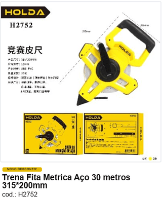 Trena Fita Metrica Aço 30 metros 315*200mm R$ 47,7 PC/CX:20