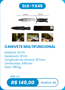 CANIVETE MULTIFUNCIONAL UNID. CX: R$ 149,00 PCS/CX: 50