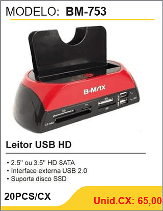 Leitor USB HD 20PCS/CX Unid.CX: 65,00