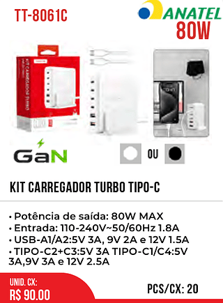 Kit Carregador Turbo Tipo-c 20pç=90$