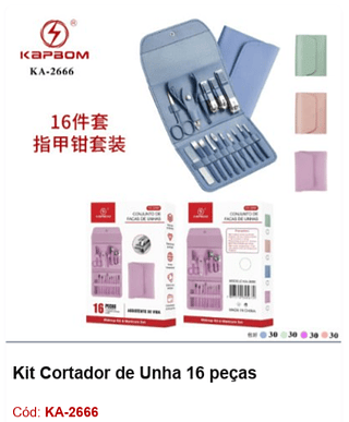 Kit Cortador de Unha 16 peças R$ 12,6 PCS/CX: 120