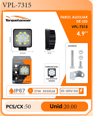 FAROL AUXILIAR DE LED 4.9" PCS/CX:50 Unid:20.00