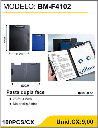 Pasta dupla face 100PCS/CX Unid.CX:9,00