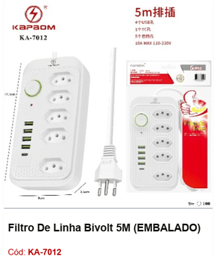 Filtro De Linha Bivolt 5M R$ 34,2 PCS/CX: 100