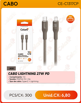 CABO LIGHTNING 27W PD PCS/CX: 300 Unid.CX: 6,80