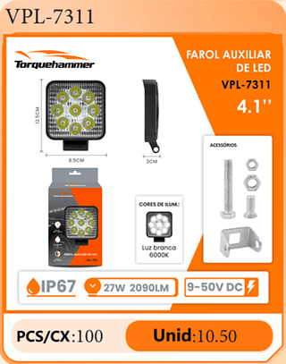 FAROL AUXILIAR DE LED 4.1" PCS/CX:100 Unid:10.50