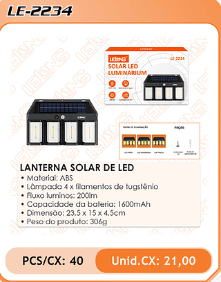 LANTERNA SOLAR DE LED 40PÇ=21$