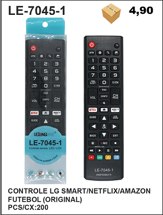 CONTROLE LG SMART/NETFLIX/AMAZON FUTEBOL (ORIGINAL) 200pç=4,9$