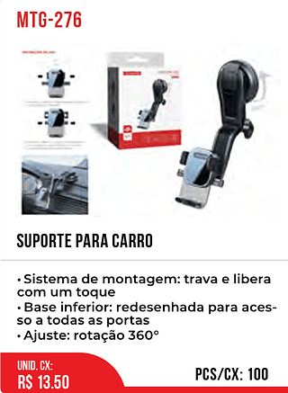 SUPORTE PARA CARRO 100pç=13,5$