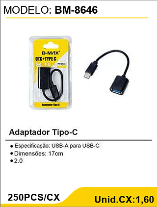 Adaptador Tipo-C 250PCS/CX Unid.CX:1,60