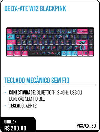 TECLADO MECÂNICO SEM FIO UNID. CX: R$ 200.00 PCS/CX: 20