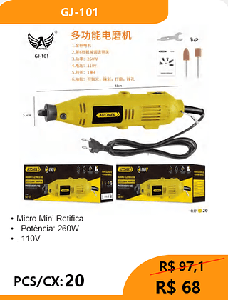 Micro Mini Retifica PCS/CX:20 R$ 68