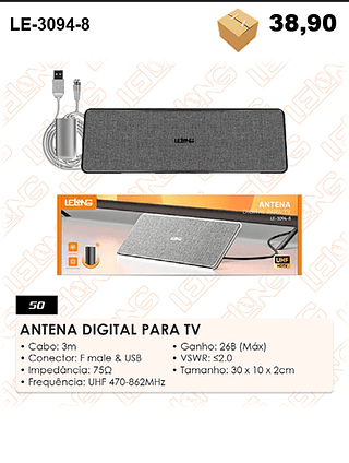 ANTENA DIGITAL PARA TV 50PÇ=38,9$