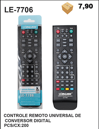 CONTROLE REMOTO UNIVERSAL DE CONVERSOR DIGITAL 200PÇ=7,9$