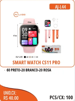 SMART WATCH CS11 PRO UNID.CX: RS 40.00 PCS/CX:100