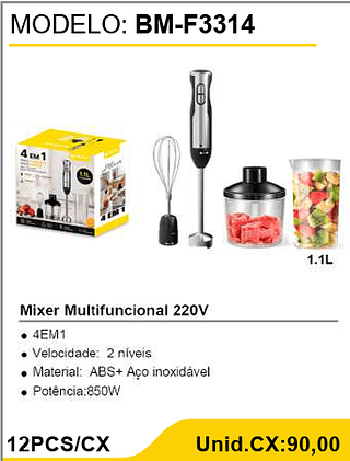 Mixer Multifuncional 220V 12PCS/CX Unid.CX:90,00