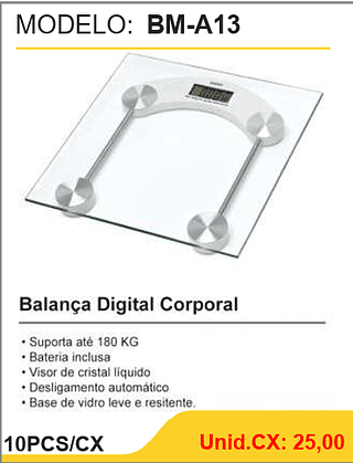 Balança Digital Corporal 10PCS/CX Unid.CX: 25,00