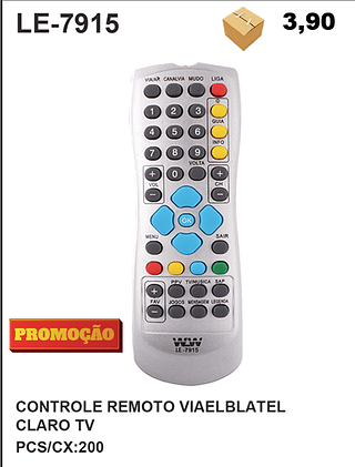 CONTROLE REMOTO VIAELBLATEL CLARO TV 200PÇ=3,9$