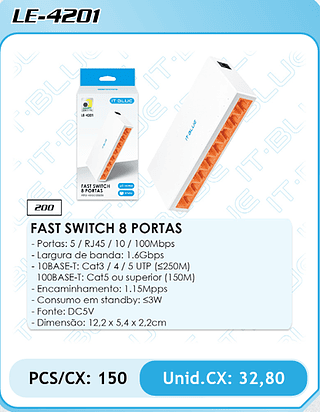 FAST SWITCH 8 PORTAS PCS/CX: 150 Unid.CX: 32,80
