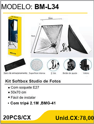 Kit Softbox Studio de Fotos 20PCS/CX Unid.CX:78,00