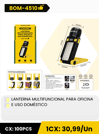 LANTERNA MULTIFUNCIONAL PARA OFICINA E USO DOMÉSTICO CX: 100PCS 1CX: 30,99/Un