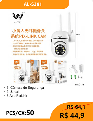 Câmera de Segurança PCS/CX:50 R$ 44,9