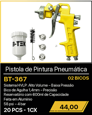 Pistola de Pintura Pneumática 20PCS R$44,00
