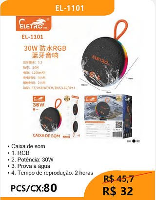 CAIXA DE SOM PCS/CX:80 R$ 32