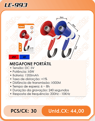 MEGAFONE PORTÁTIL 30PÇ=44$