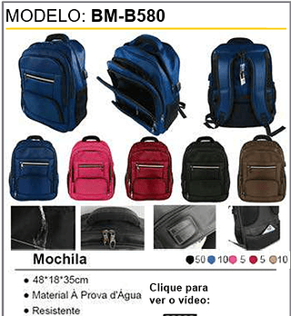 Mochila 80PCS/CX Unid.CX: 41,00