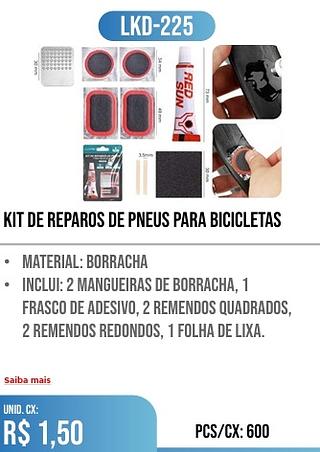 KIT DE REPAROS DE PNEUS PARA BICICLETAS 600PÇ=1,50$