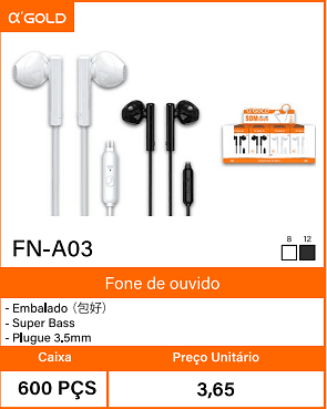 Fone de ouvido Caixa 600 PCS Preco Unitario 3,65
