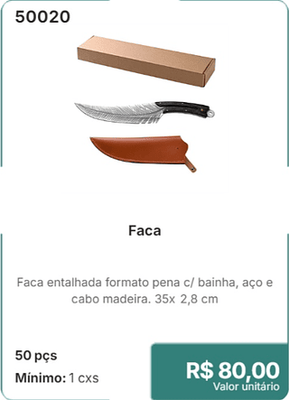 Faca 50 pçs R$ 80 00