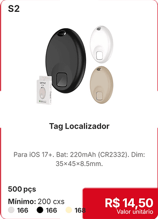 Tag Localizador 500 pçs R$ 14.50