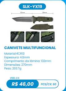 CANIVETE MULTIFUNCIONAL UNID. CX: R$ 46,00 PCS/CX: 60