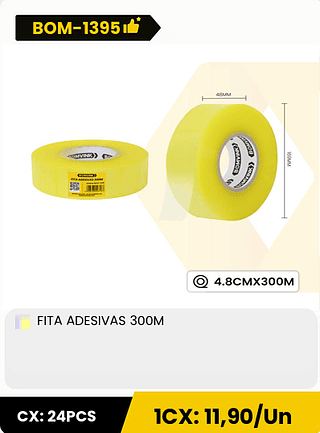 FITA ADESIVAS 300M CX: 24PCS 1CX: 11,90/Un