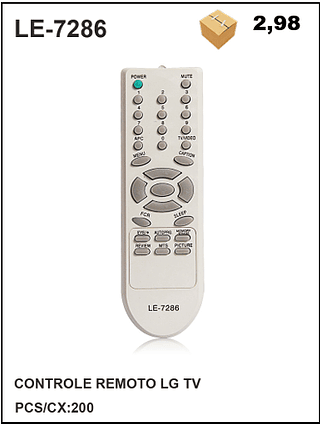 CONTROLE REMOTO LG TV 200PÇ=2,98$